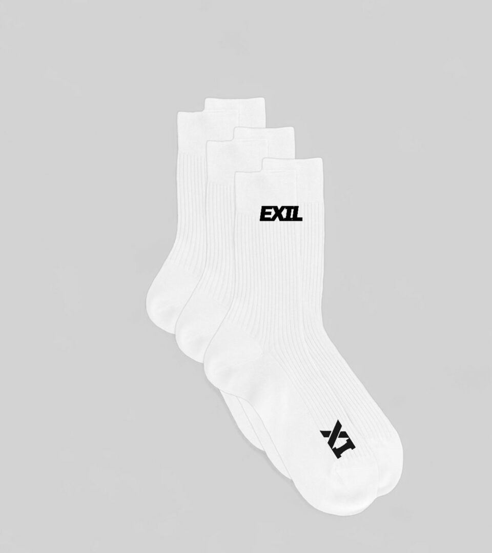 Chaussettes EXIL – Lot de 3 Paires Blanches